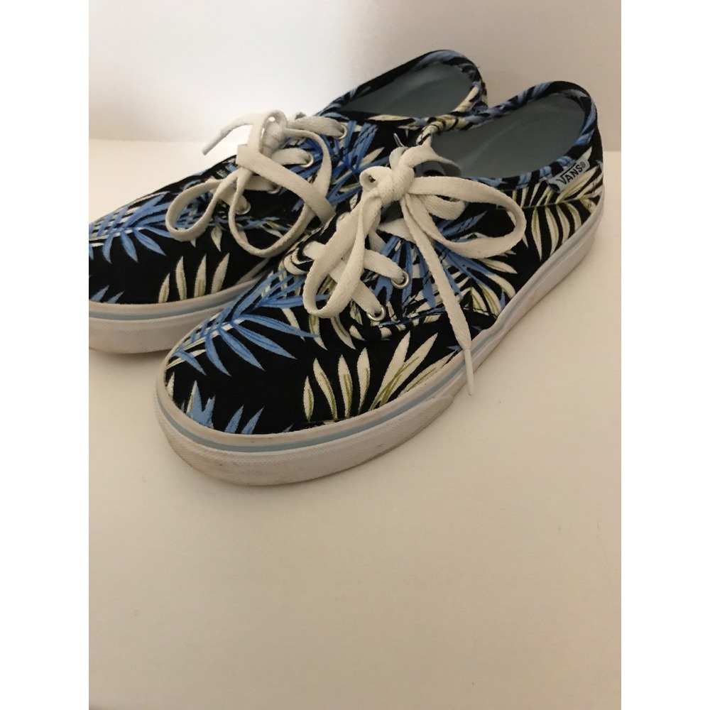 Vans Lace Up Shoes girls Size 3.5 Blue Tropical Floral Print